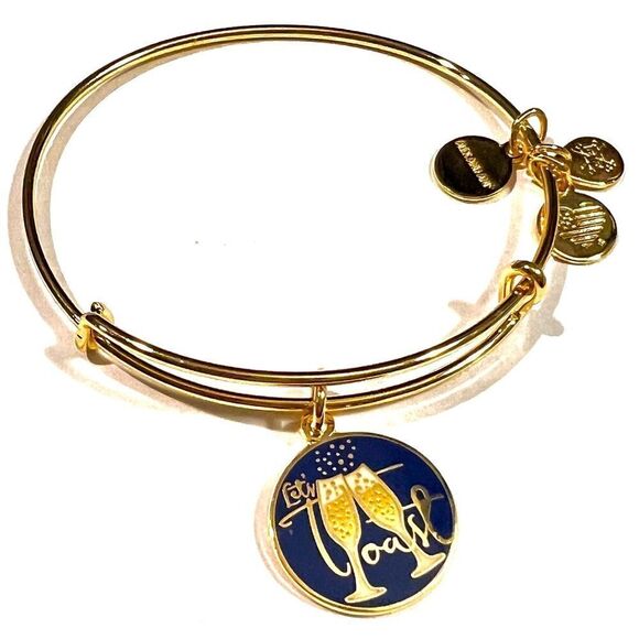 Alex and Ani "Let's Toast" Expandable Charm Bracelet, Shiny gold - Picture 4 of 5
